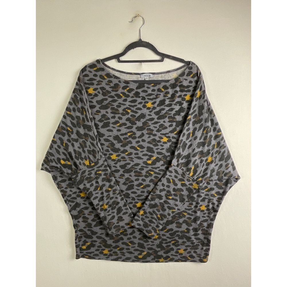 White Birch Sweater Top Women's‎ 1X Animal Print Dolman Oversized Comfy Pullover